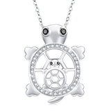 Silver turtle Necklace Heart Pendant