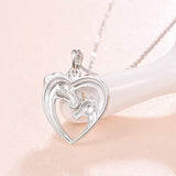 925 Sterling Silver  Unicorn Necklace for Women Heart Pendant Jewelry Anniversary Birthday Gifts for Her