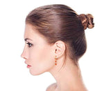 Geometric Round Disc Created Opal Linear Bezel Dangle Earrings For Women 14K Gold Plated 925 Sterling Silver