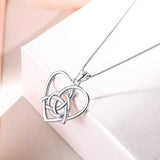 925 Sterling Silver Vintage Irish Love Heart Triquetra Celtic Knot Pendant Necklace for Women