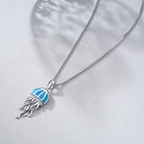 Sterling Silver Created Opal Ocean Jewelry Sea Jellyfish Necklace for Women