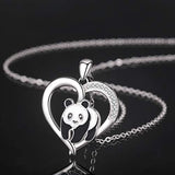 925 Sterling Silver Cute Panda Animal Necklace Stocking Stuffers Christmas Gifts for Her Heart Pendant Jewelry Birthday Gift