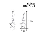 Sterling Silver Star Drop Dangle Earrings,Double Star Earrings for Women Girls