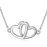 Silver Two Heart Shaped  Necklace Pendant