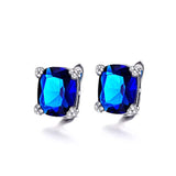 Sterling Silver U-Shaped CZ Hoop Earrings for Women, Big Blue Cubic Zirconia Hoop Earrings Jewelry
