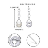 Women's 925 Sterling Silver CZ Pearl Gorgeous 8-Shaped Infinity Bridal Dangle Earrings