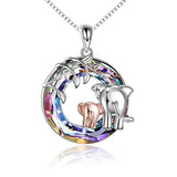 Silver Elephant Necklace with Crystal Jewelry