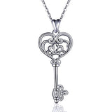 Silver  Key of Happiness Pendant Necklace 
