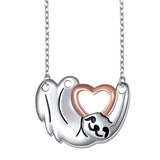 Cute Animal Sloth Heart Pendant Necklace 