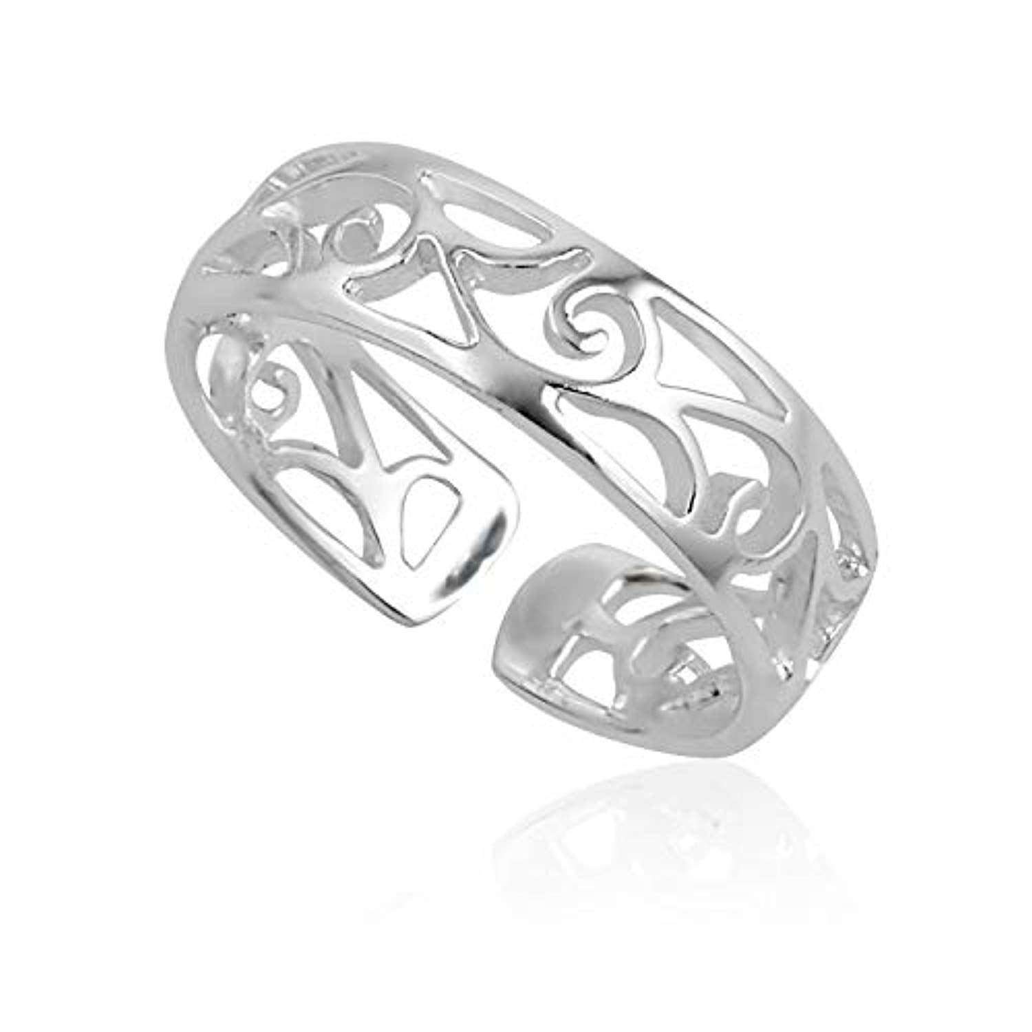 Adjustable wave toe ring in 925 Sterling Silver