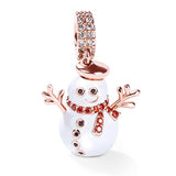 Silver Rose Gold Plated  Snowman Dangles Charms