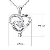 925 Sterling Silver Black Engraved I Love You To The Moon and Back Love Heart Pendant Necklace