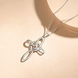 Sterling Silver Celtic Knot Cross  Infinity Ribbon Heart Pendant Necklace For Women