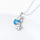 Lovely Pig 925 Sterling Silver Cute Animal Jewelry Cubic Zirconia Love Heart Pendant Necklace for Women Girls