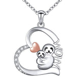 Cute Animal Sloth Heart Pendant Necklace