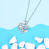Mother Daughter Necklace - 925 Sterling Silver Dolphin Heart Shaped Animal Jewelry Pendant Necklace for Women