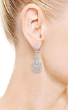 Women's 925 Sterling Silver CZ Art Deco Vine Tear Drop Chandelier Dangle Earrings Clear