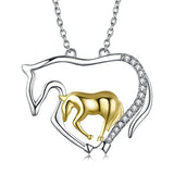 Silver Horse Necklace Double Pony Pendant