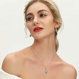Eye Necklace Earrings Sterling Silver  Dancing Diamond Pendant Cubic Zirconia Jewelry
