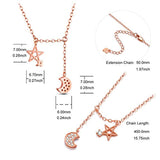 925 Sterling Silver Star and Moon Pendant Necklace for Women