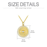 925 Sterling Silver Evil Eye in textured disc Pendant Necklace for Women