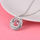Sister Necklace Always My Sister Forever My Friend Crystal Circle Pendant Necklace for Sis Birthday Gift Jewelry-Sterling Silver