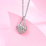 White Gold Plated 925 Sterling Silver Dewdrop Moissanite Pendant Necklace for Women