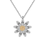 Silver Daisy Flower Pendant Necklace