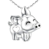 Silver Cute Pig Pendant Necklace