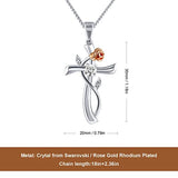 God in My Heart Faith Hope Love Cross Rose Flower Pendant Necklace Jewelry Valentine Birthday Gifts for Women