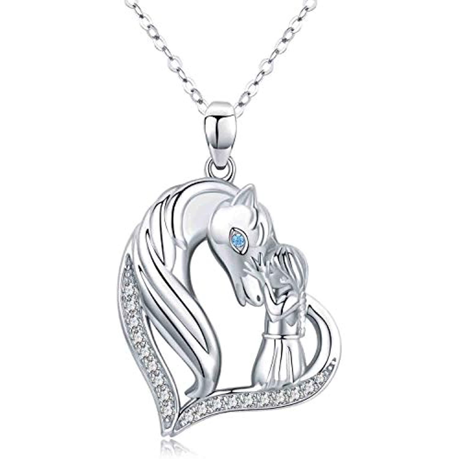 Silver Girl And Horse Necklace For Girls, Horse Jewellery Gifts