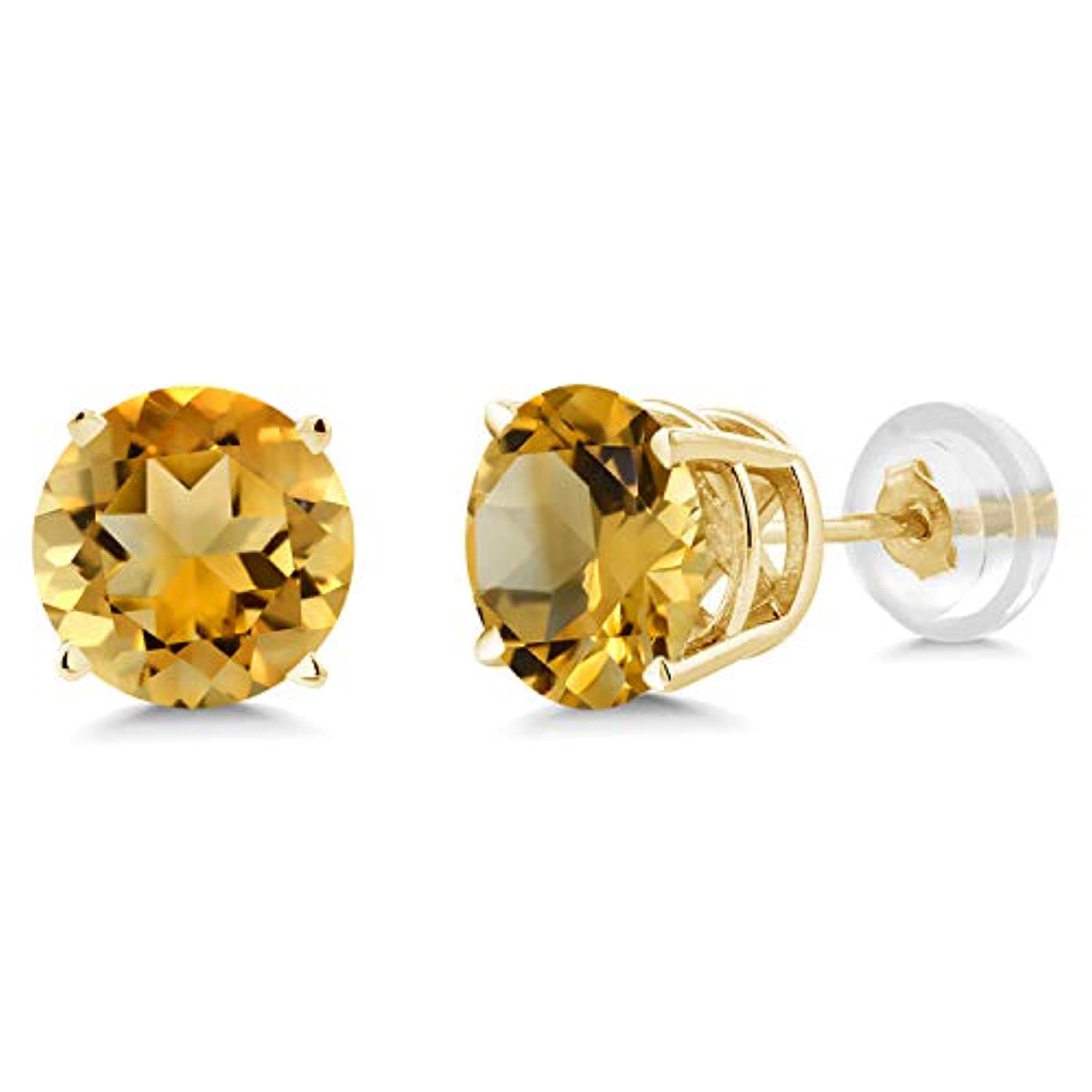 14K  Gold Yellow Citrine Stud Earrings  