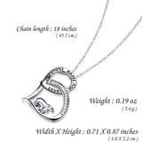 Mama Bear Necklace for Mother’s day, Heart Pendant Jewelry with Cubic Zirconia, (Laser Lettering Love You Three Thousand)