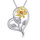 Sunflower Love Heart Pendant Necklace