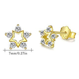 Hypoallergenic Stud Earrings 925 Sterling Silver Snowflake Earring Stud Gold Plated Cubic Zirconia Star Earrings Stocking Stuffers Christmas Gift for Women Daughter