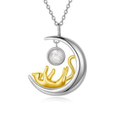  Silver Cat on the Moon Necklace 