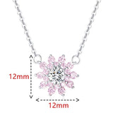 925 Sterling Silver Sunflower Pendant Necklace Halo Set Cubic Zirconia CZ White Gold Plated Silver Jewelry for Women Girls