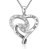 Silver Engraved Love Heart Pendant Necklace 