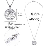 Silver Necklace for Women Girls, Family Tree of Life Sterling Silver Pendant with Fine Jewelry Gift Box, 18 Inches Chain for Wife Mom Grandma Girlfriend