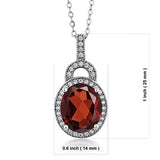Red Garnet 925 Sterling Silver Pendant Necklace 5.60 Ct Oval Gemstone Birthstone with 18 Inch Silver Chain
