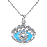 Silver CZ Evil Eye Pendant Necklace