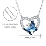 Crystal Butterfly Heart Pendant Necklace,Forever Love Animals  Heart Jewelry Great for Mom Daughter Wife