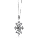 Rhodium Plated Sterling Silver Cubic Zirconia CZ Snowflake Fashion Pendant Necklace