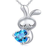 Silver Blue Heart Rabbit Cute Animal Jewelry