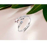 925 Sterling Silver Adjustable Rose Gold Shooting Star Open Ring Engrave I Love You for Women