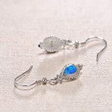 Sterling Silver Opal Dangle Drop Earrings Blue Marqurise Drop Earrings October Birthstone Fine Jewelry for Women Girls