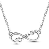 Infinity Love Pendant Necklace 925 Sterling Silver Necklace with Alphabet Fovever for Woman