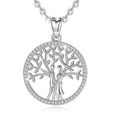 Silver CZ tree of life-love Necklace