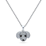 Silver Rhodium Plated Cubic Zirconia Puppy  Pendant Necklace