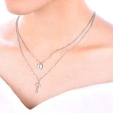 Sideways Cross Necklace Sterling Silver J Letter Initial Pendant Multilayer Chain Layered Jewelry